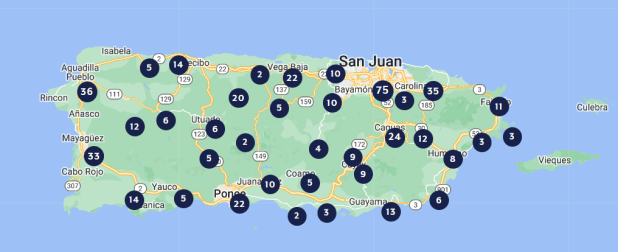 Puerto Rico - Power outage map as of 0500 ET 19 September 2022 via  Luma Energy Puerto Rico 