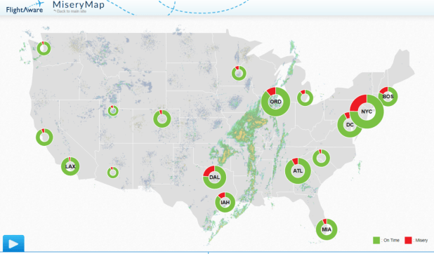 Securely Travel - FlightAware Misery Map 25 October 2022
