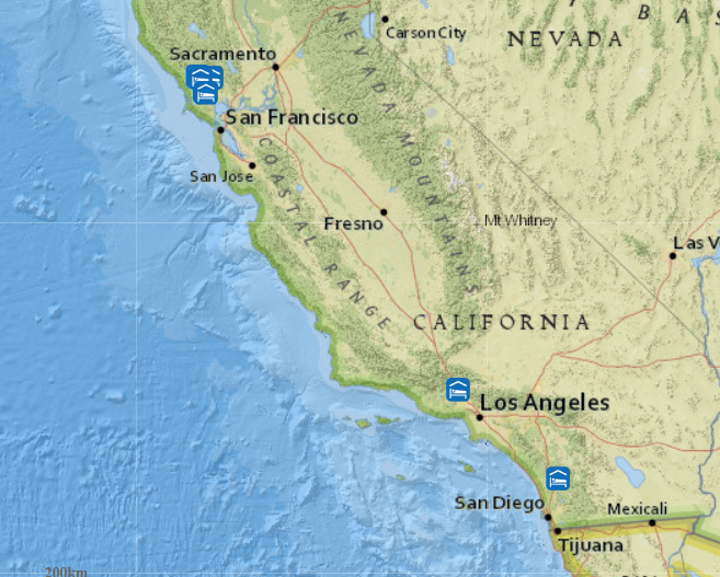 Securely Travel - California open FEMA and Red Cross shelters. 