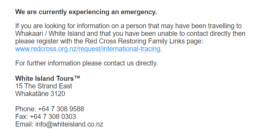 Securely Travel - Screen shot of White Island Tours webpage 